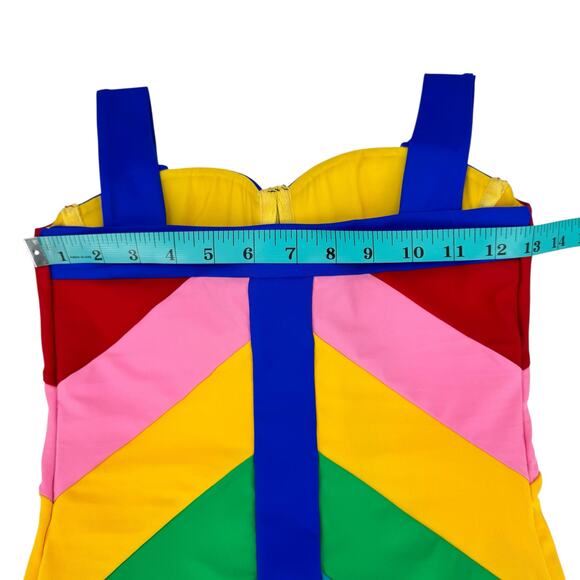 Paper London NWT LangKawi Bold Rainbow Colorblock One Piece Underwire Swimsuit - Picture 13 of 16